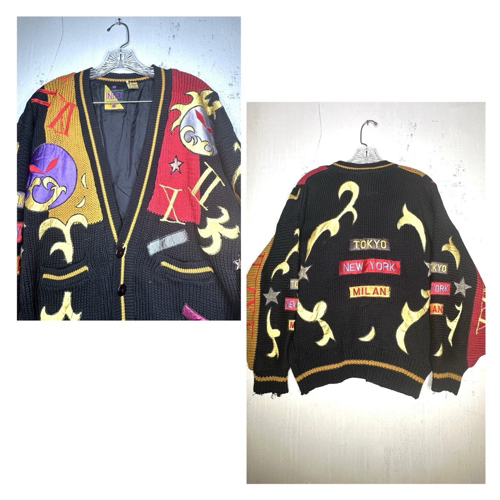 Vintage International Index Graphic Time  Numeral Cardigan | Tagged Size: M